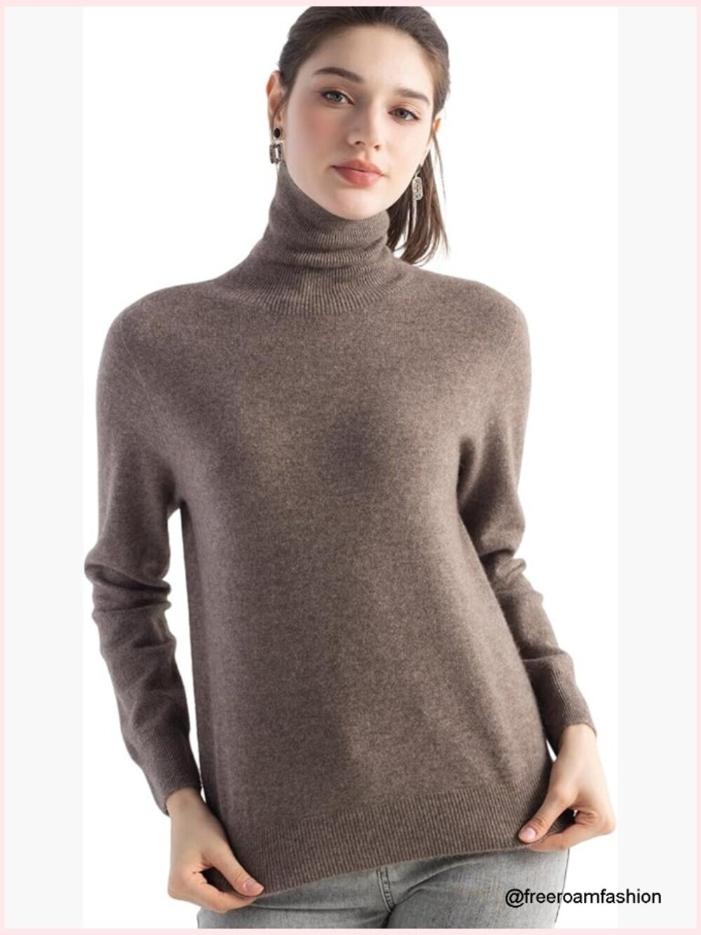 100% Pure Cashmere Turtleneck Sweater Long Sleeve Knit Pullover Soft Warm